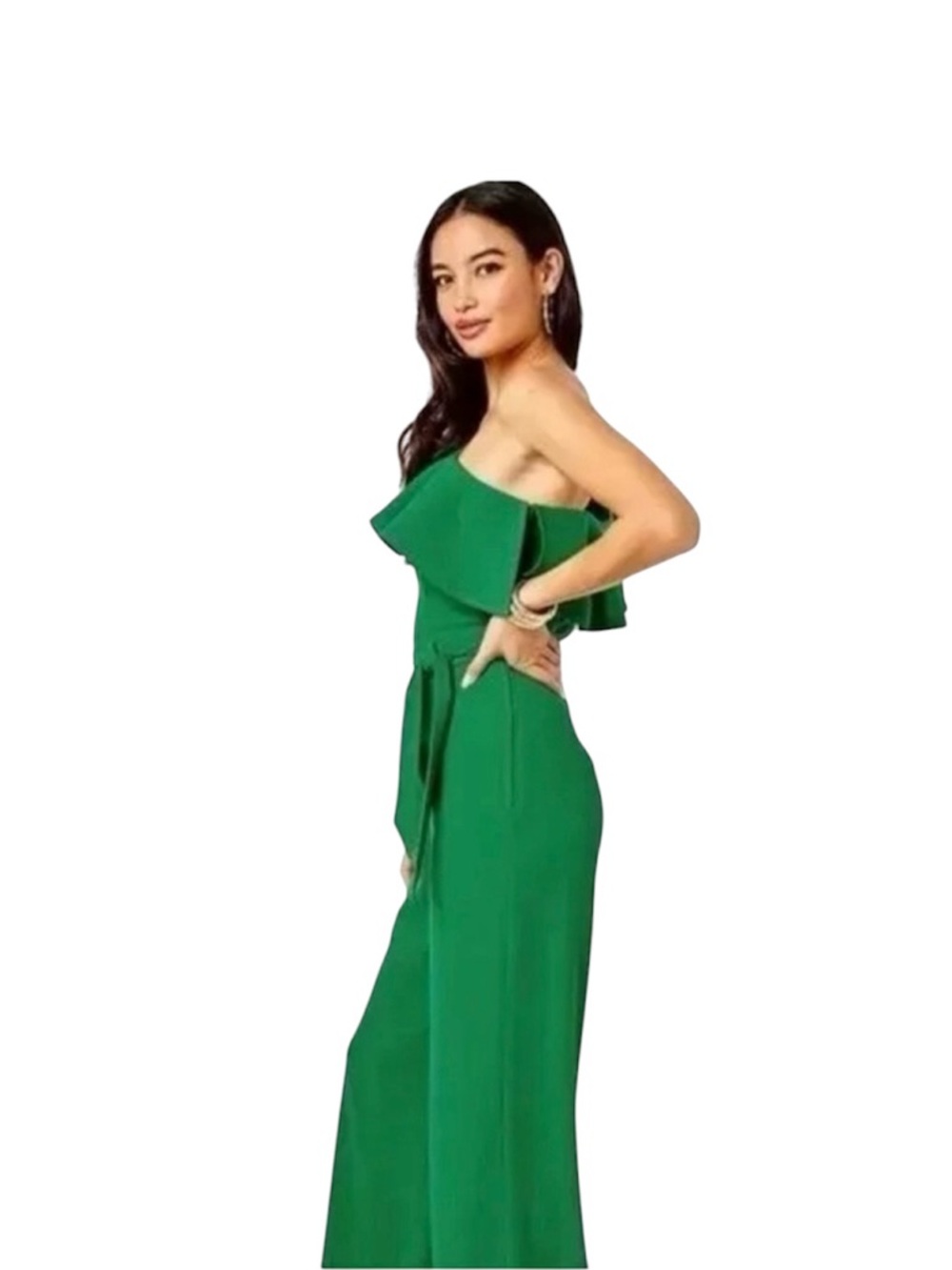 Lilly Pulitzer Lyra Jumpsuit Size 6 NWT Fern Gully Green One Shoulder Ruffle